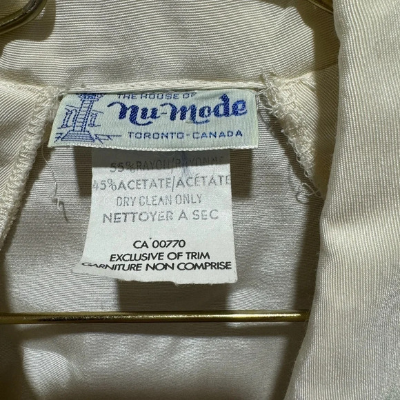 Vintage House of Nu-Mode suit blazer dress 3/4 sleeves ivory pleated pockets 6/7 - Picture 4 of 7